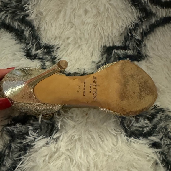 Jimmy Choo Silver Open-Toe Heels - Picture 3 of 4